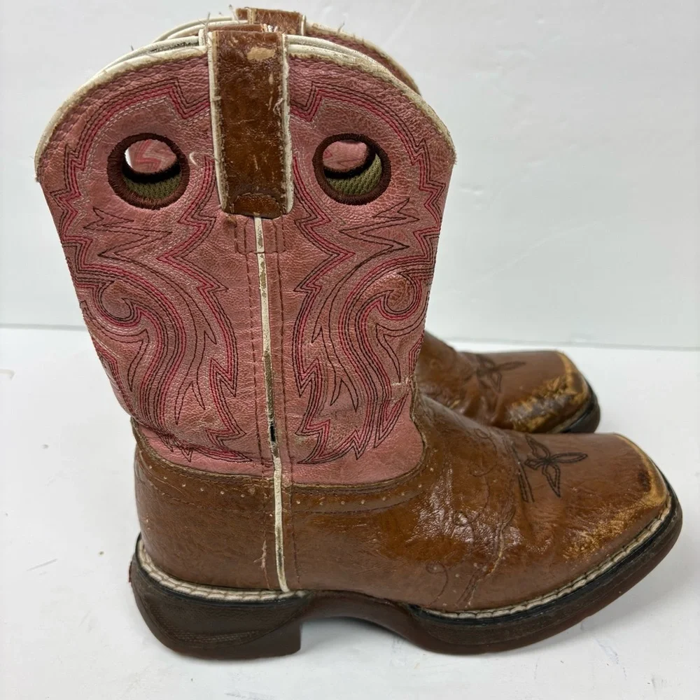 Durango Brown and Pink Western Cowboy Boots Girls size 12